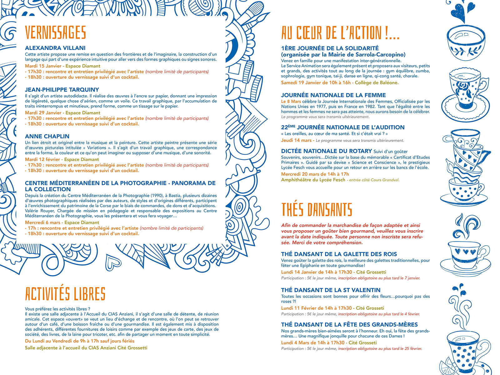 Pages centrales du programme trimestriel du CIAS anziani hiver 2019