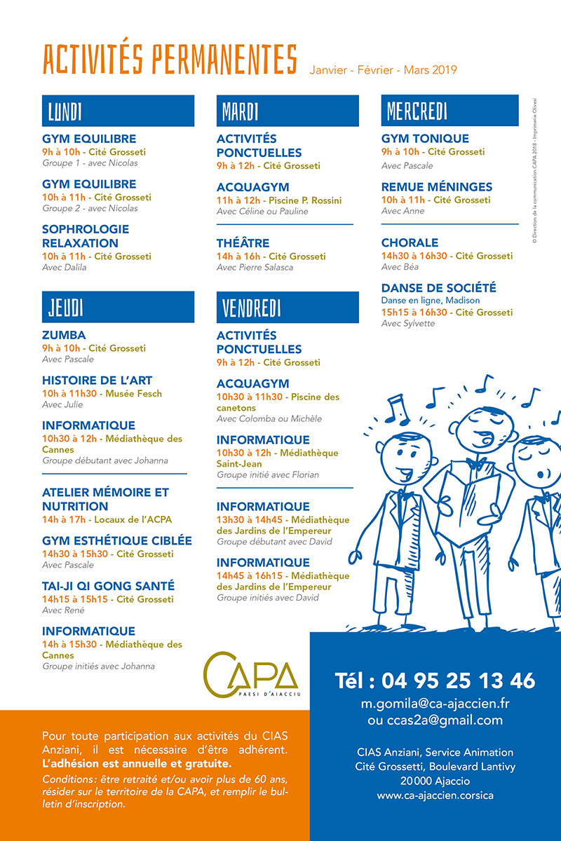 Dos du programme trimestriel du CIAS anziani hiver 2019