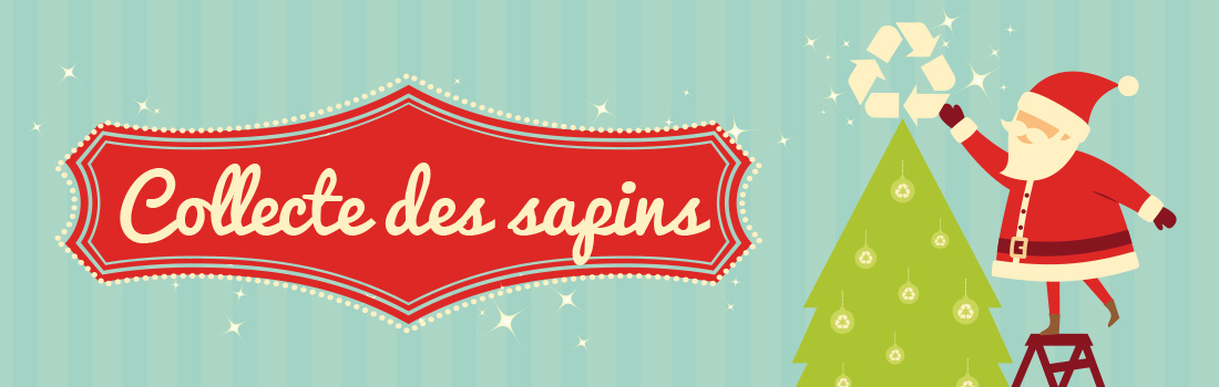 Père noël recyclant un sapin