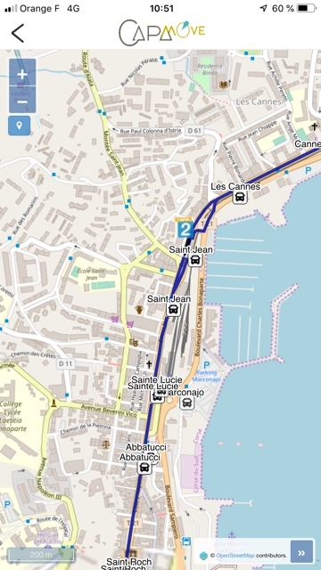 Itinéraire de bus sur l'appli CAPA Move